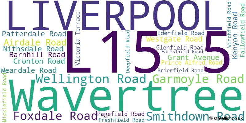 A word cloud for the L15 5 postcode